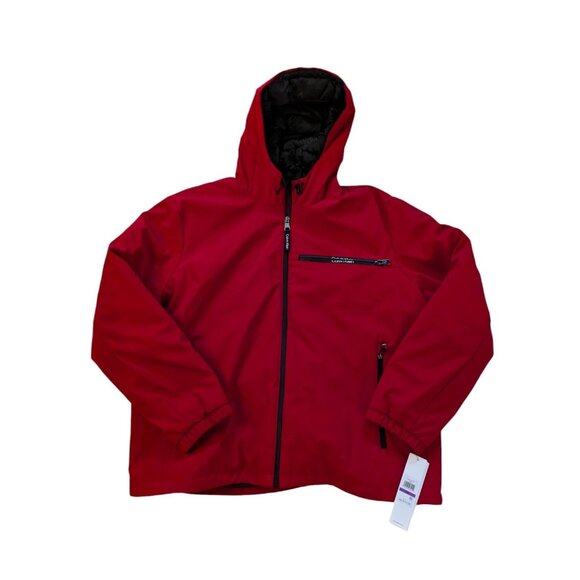 NEW Calvin Klein Hooded Red Soft Shell Winter Jacket Mens XXL Water-Resistant W - Picture 7 of 13